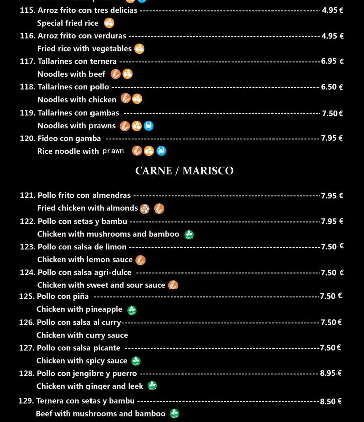 Shan Oriental Menu Comida China
